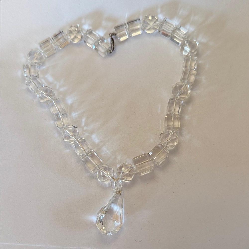 Vintage clear crystal drop necklace